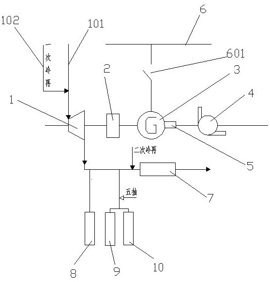 Efficient heat supply system arranged in secondary reheating unit