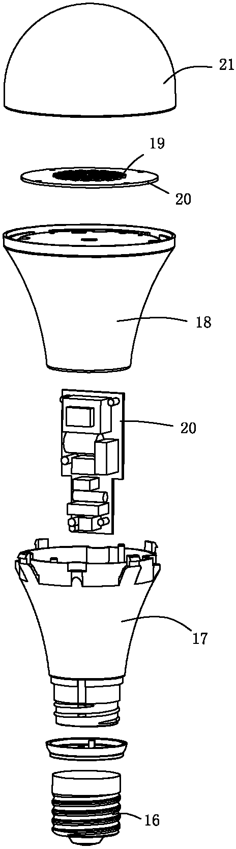 Sectional type LED dimming lamp without externally arranged dimmer and dimming method thereof