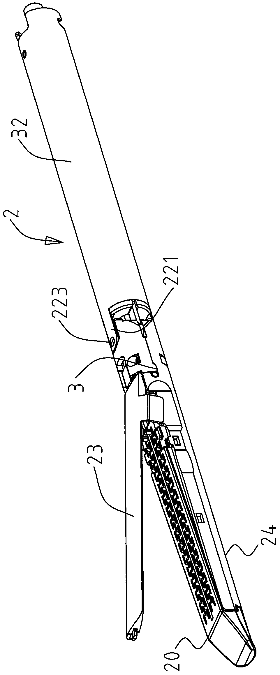 Executing assembly of cutting anastomat applicable to minimally invasive surgery