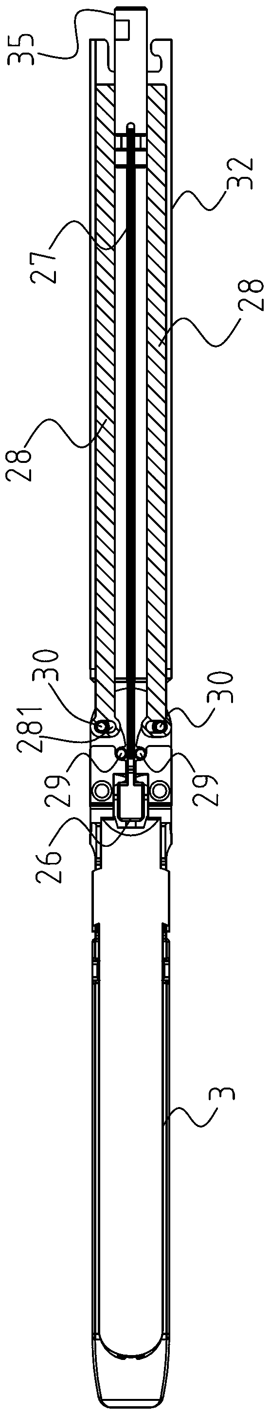 Executing assembly of cutting anastomat applicable to minimally invasive surgery