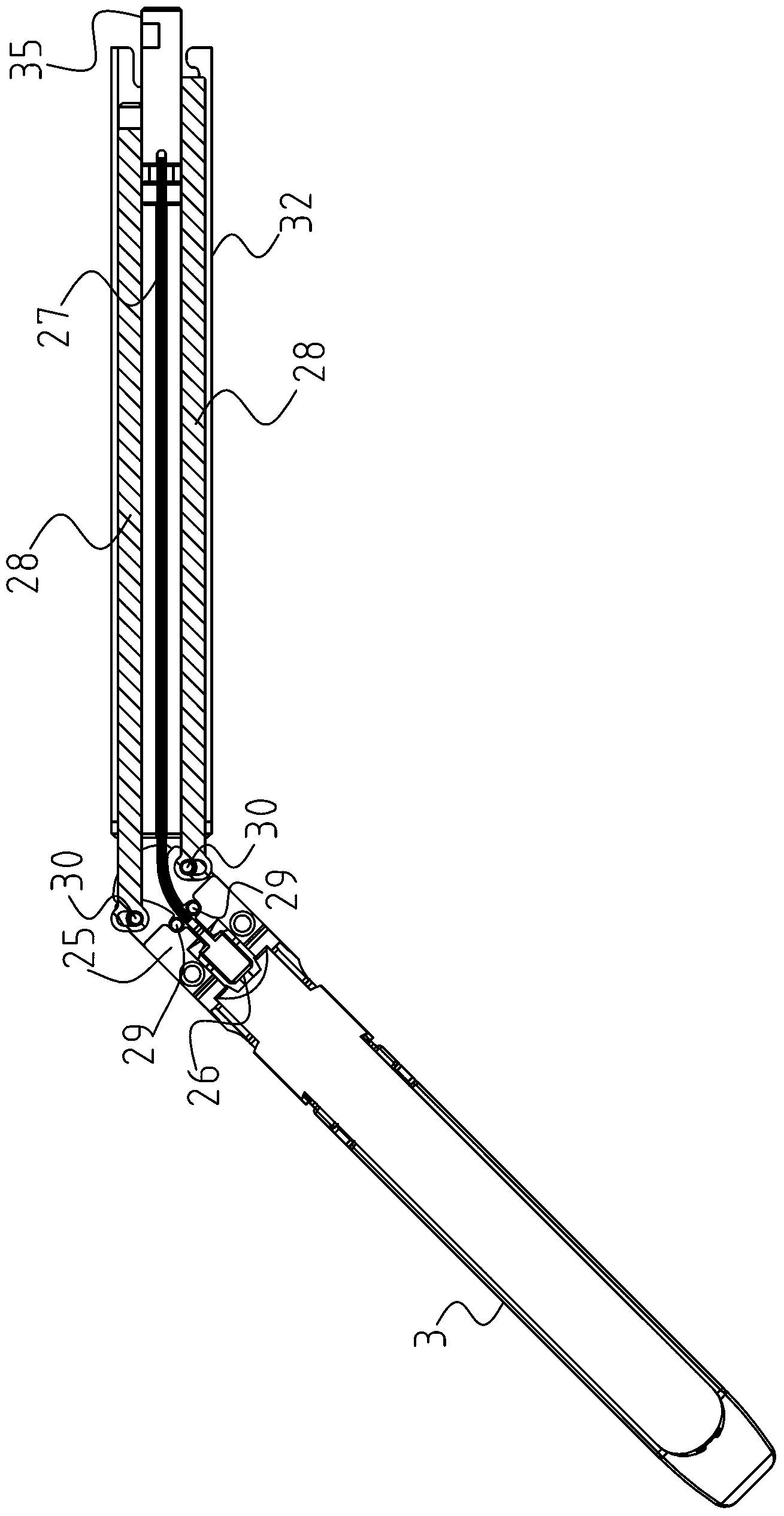 Executing assembly of cutting anastomat applicable to minimally invasive surgery