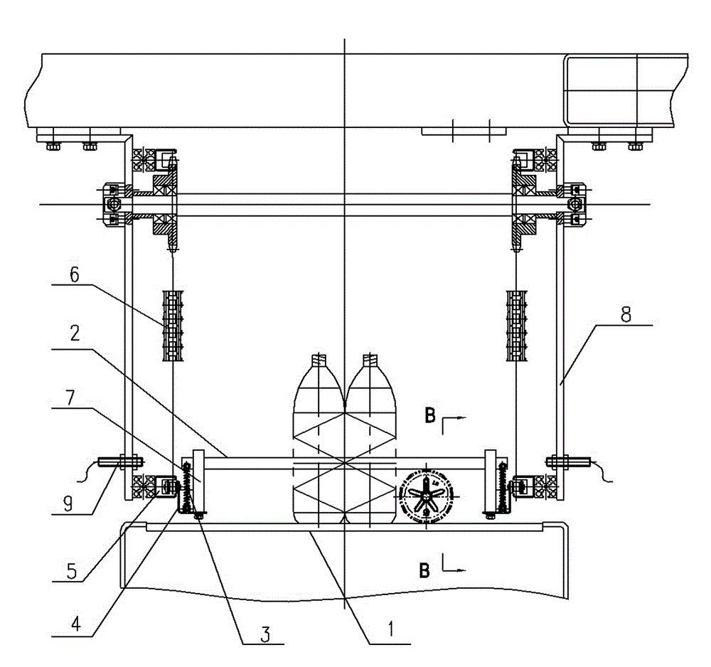 An overload protection structure of a material pushing mechanism