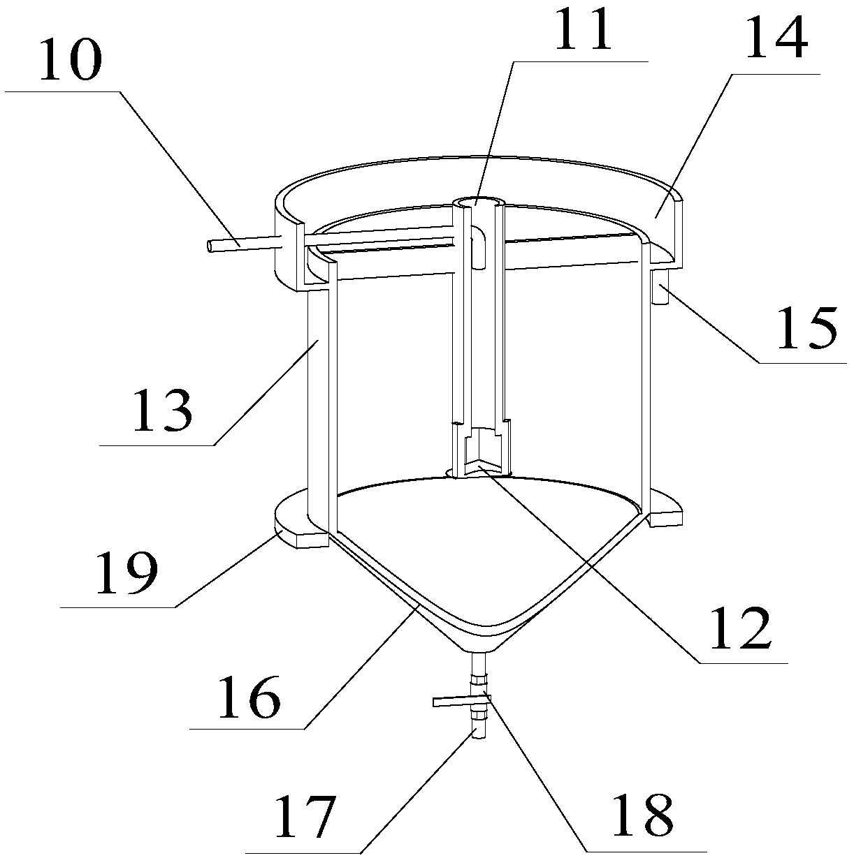 Continuous hydraulic classification and separation device of particulate matters in water body and separation method thereof