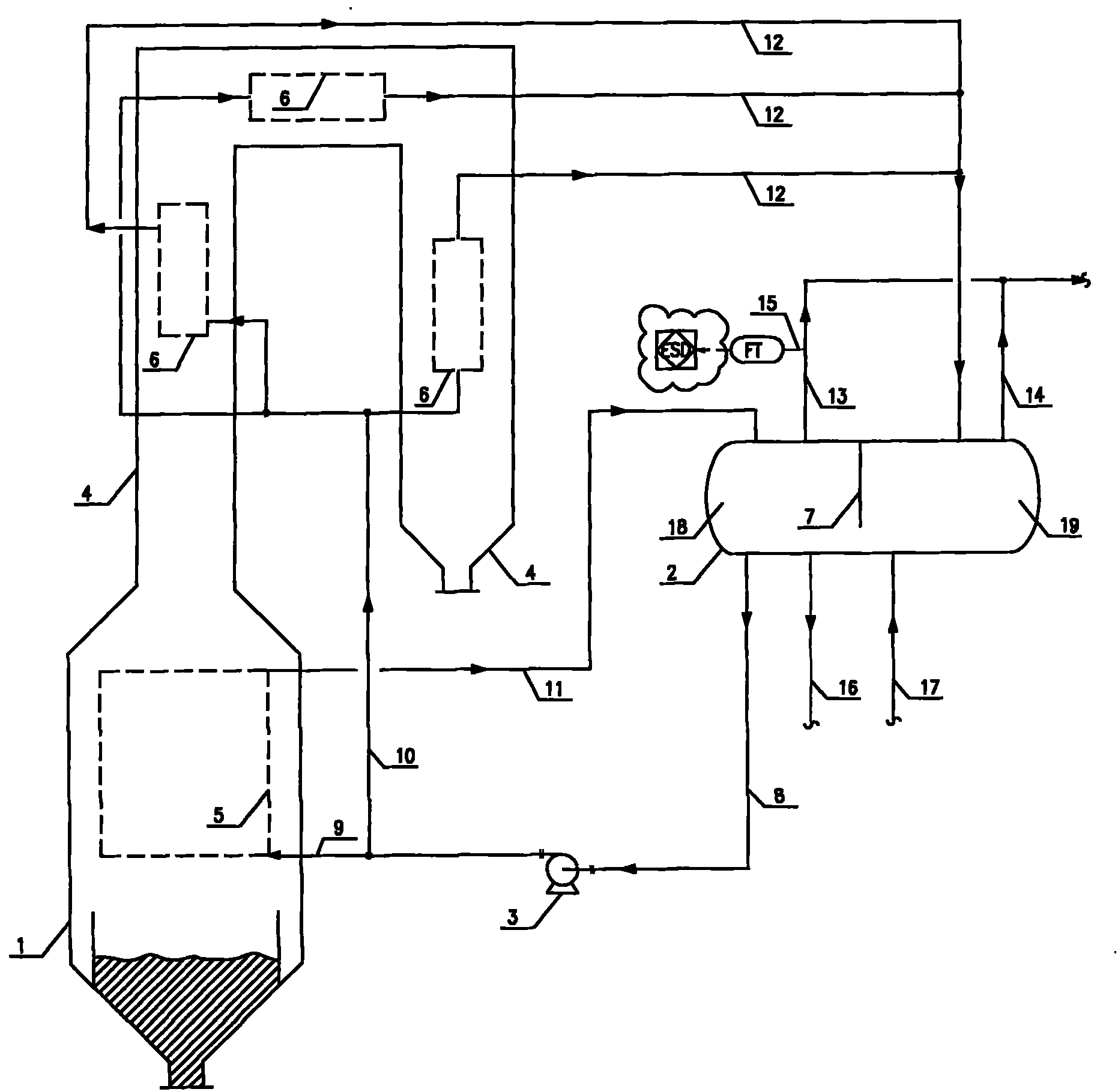 Safety control mechanism for powdered coal gasifier