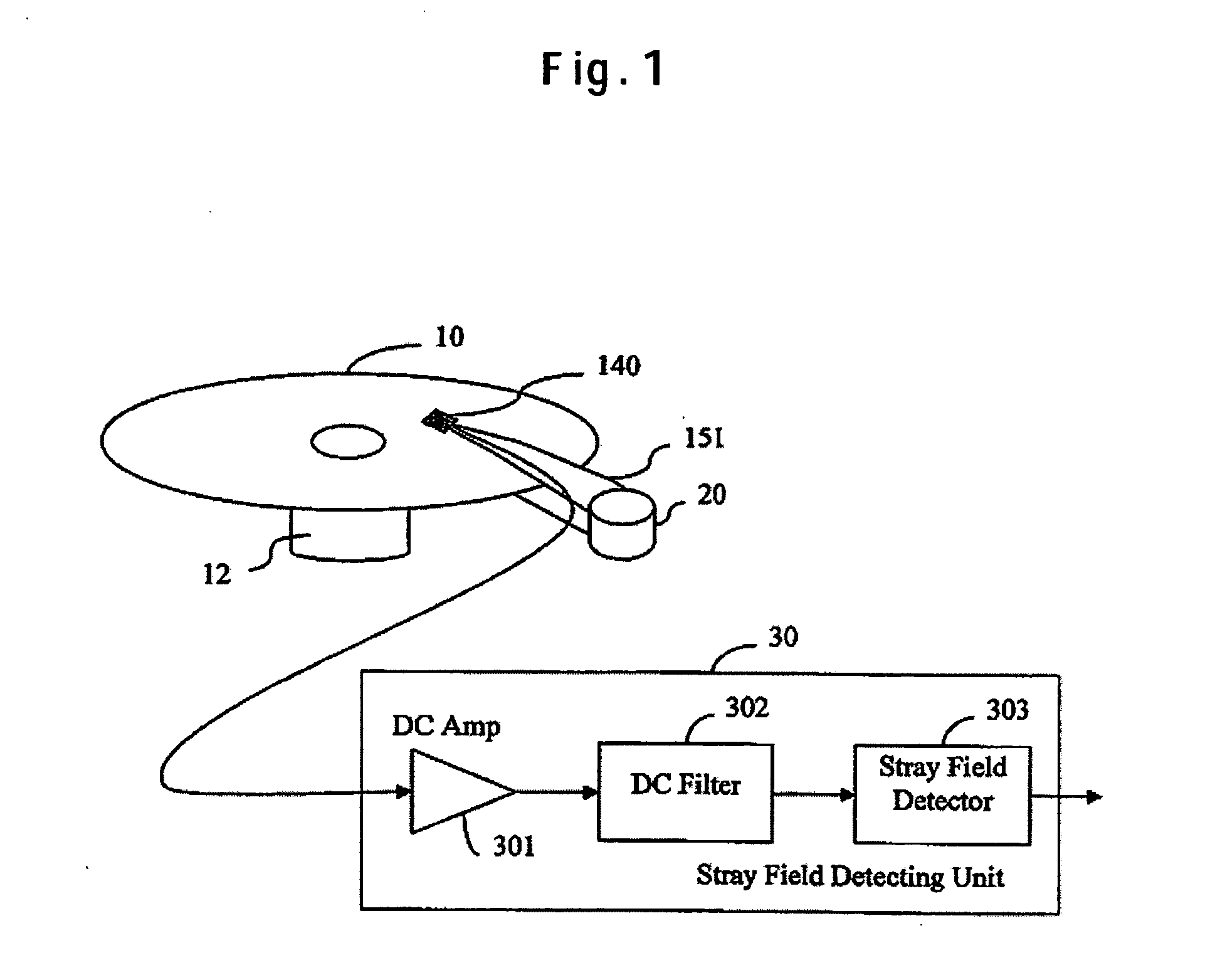 Stray field detector, magnetic disk drive, and method of head escaping