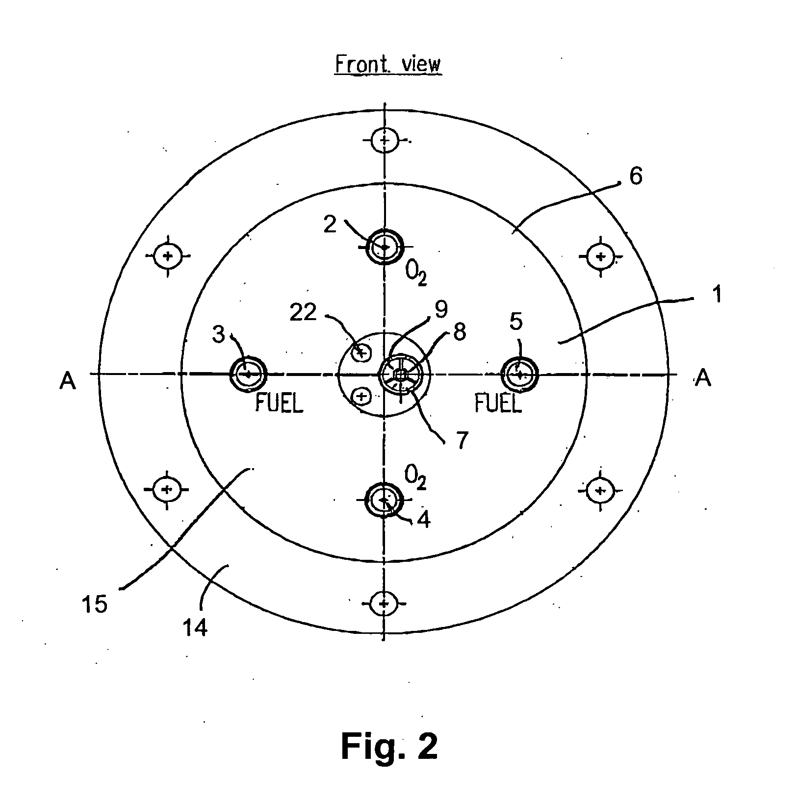 Method and burner for burning with oxygen