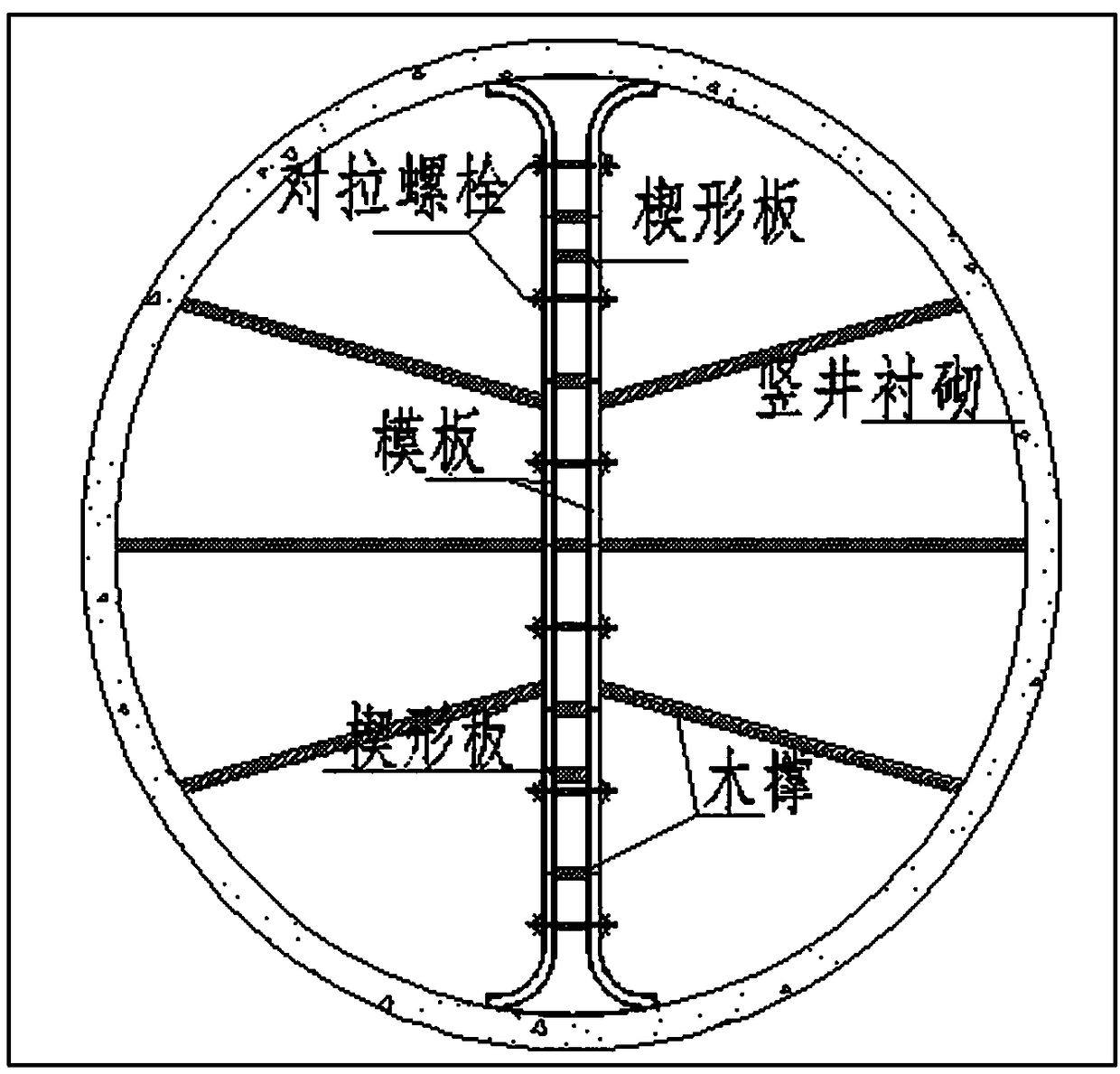 Tunnel ventilation vertical shaft wellbore construction device and method