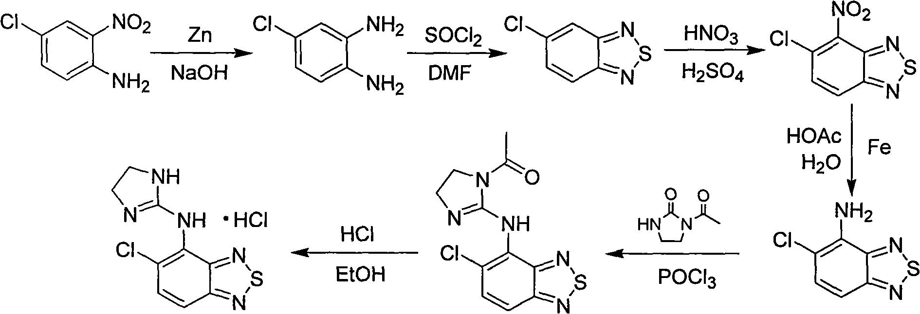 Green new process for preparing tizanidine hydrochloride