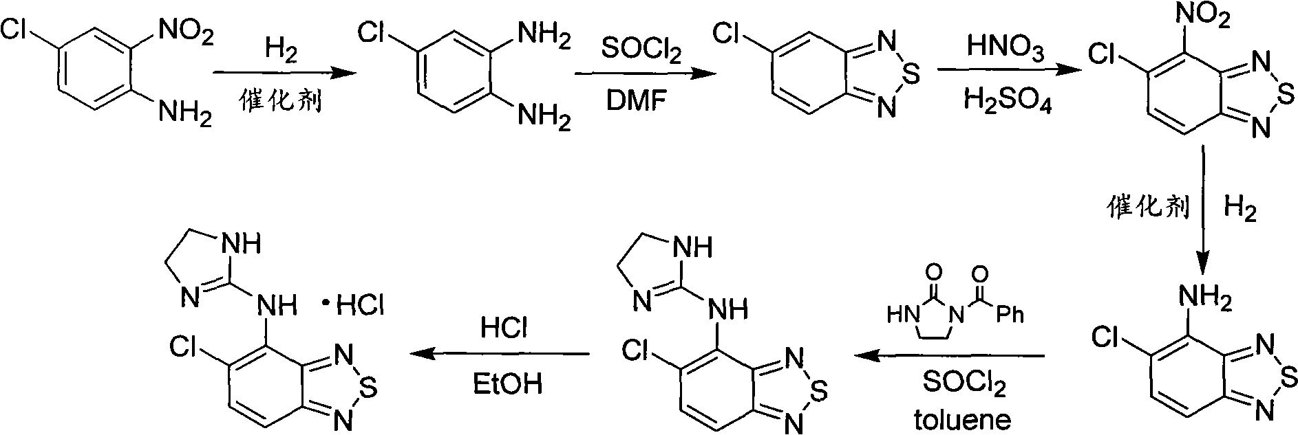 Green new process for preparing tizanidine hydrochloride