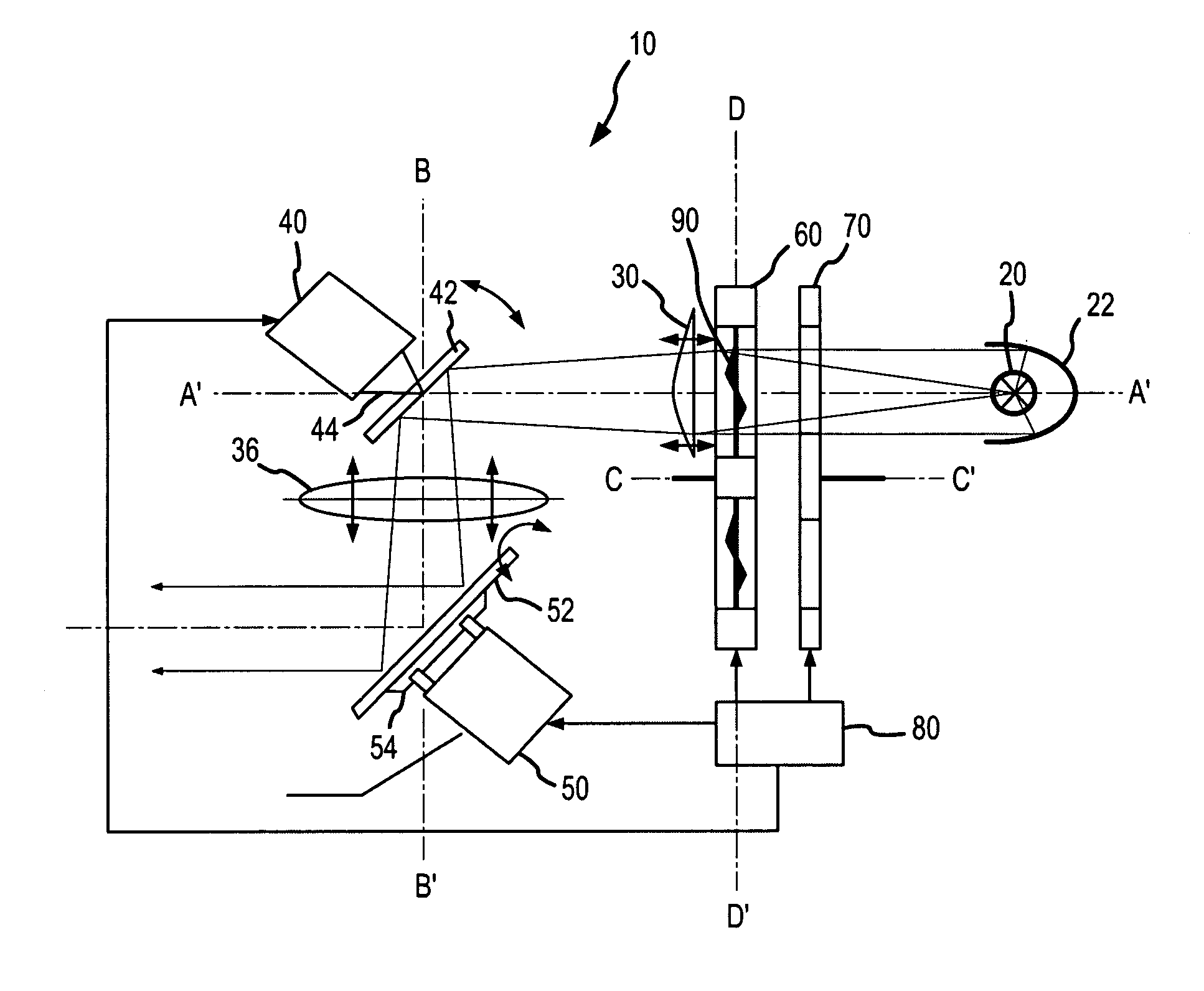 Light projection apparatus for projection in three-dimensions