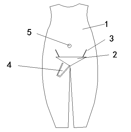 Garment provided with urine guide tube and made of patterned fabric