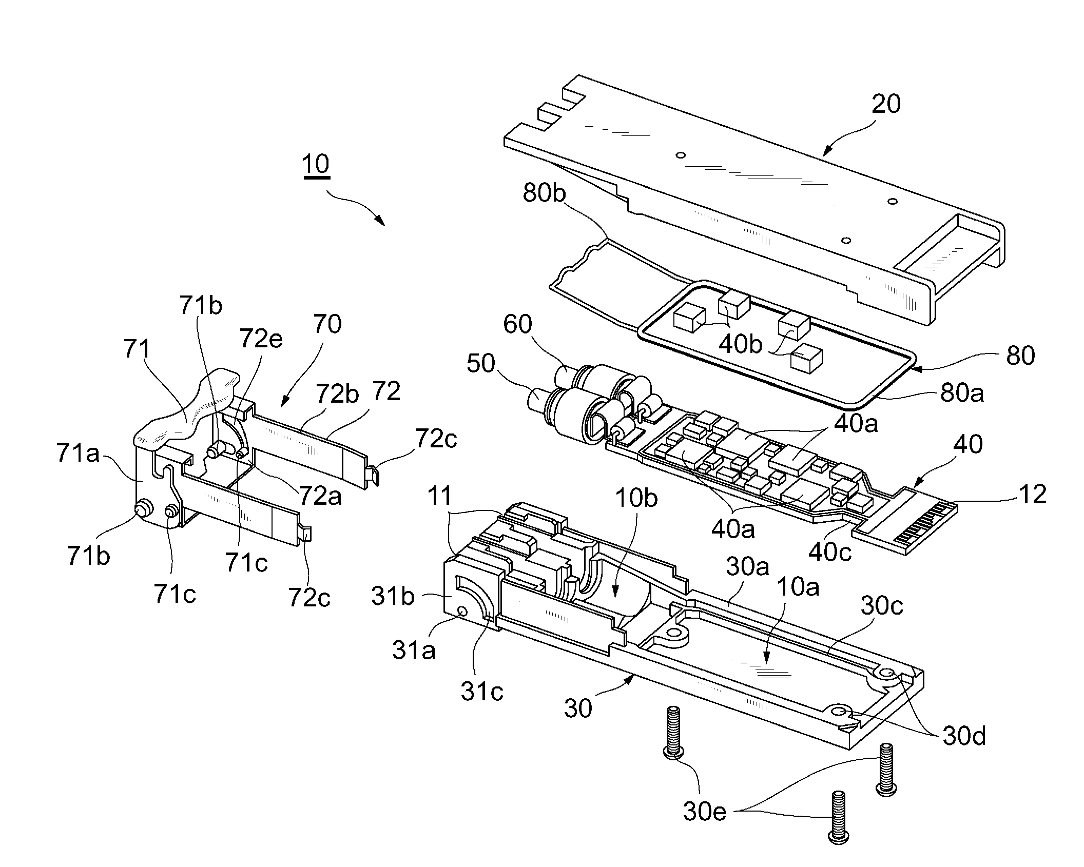 Optical transceiver providing independent spaces for electrical components and for optical components