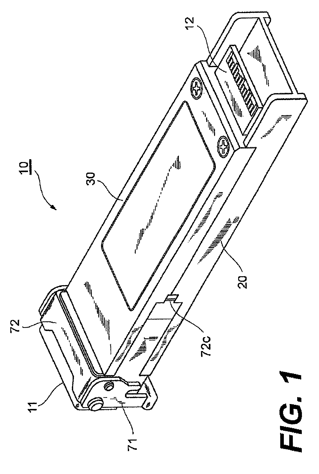 Optical transceiver providing independent spaces for electrical components and for optical components