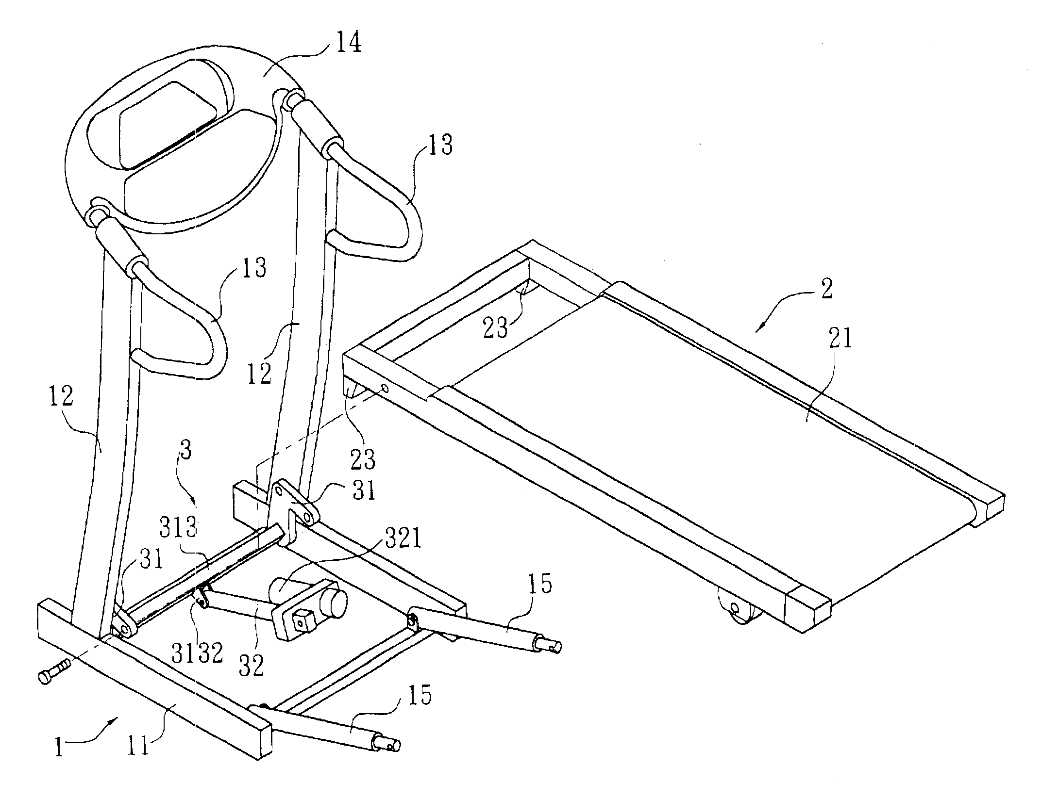 Gradient adjusting structure of a treadmill