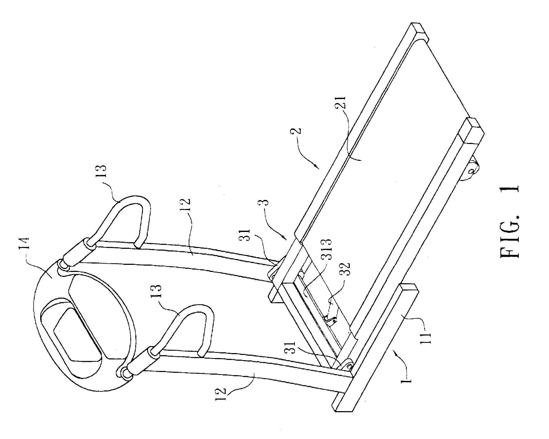 Gradient adjusting structure of a treadmill