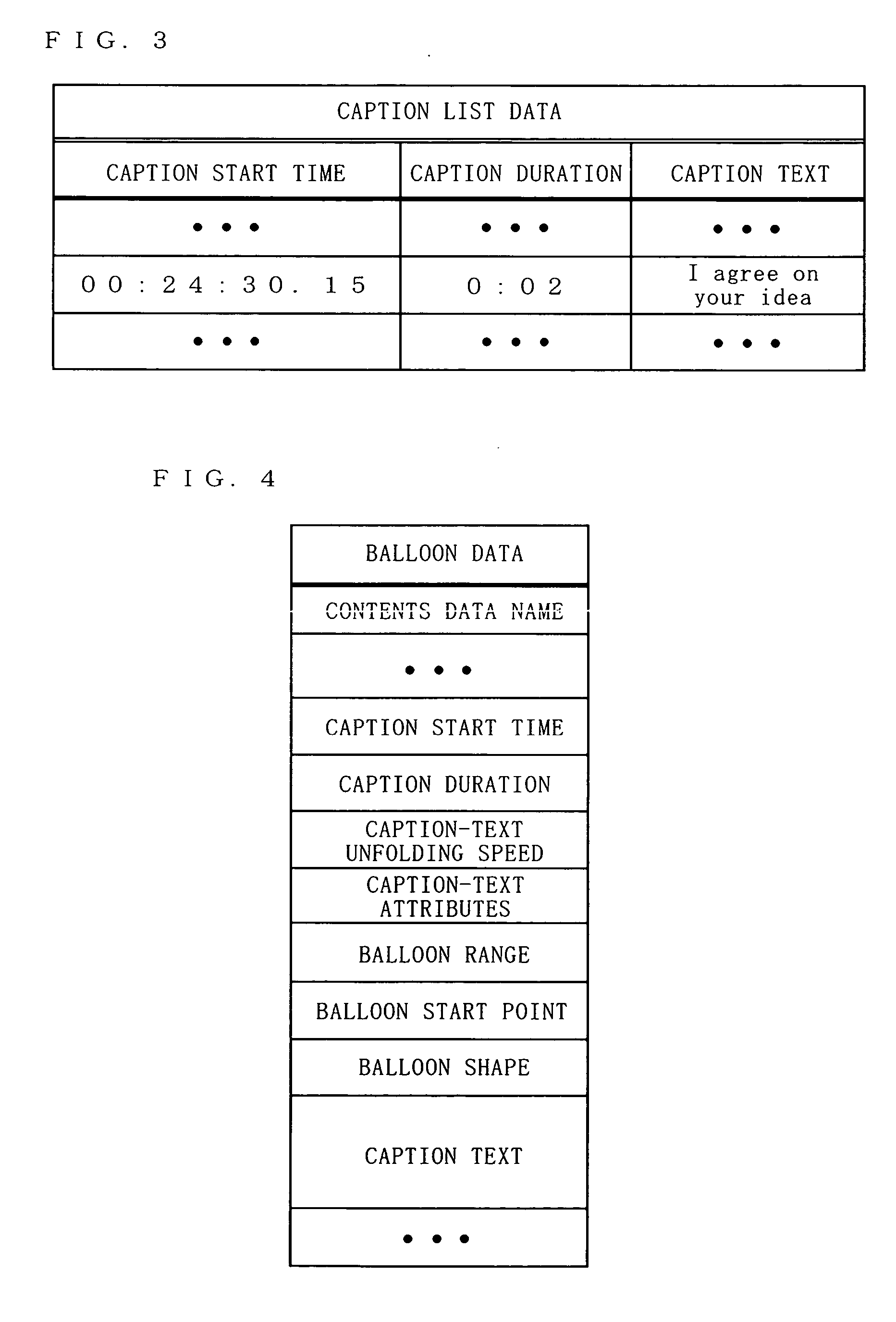 Apparatus for generating video contents with balloon captions, apparatus for transmitting the same, apparatus for playing back the same, system for providing the same, and data structure and recording medium used therein