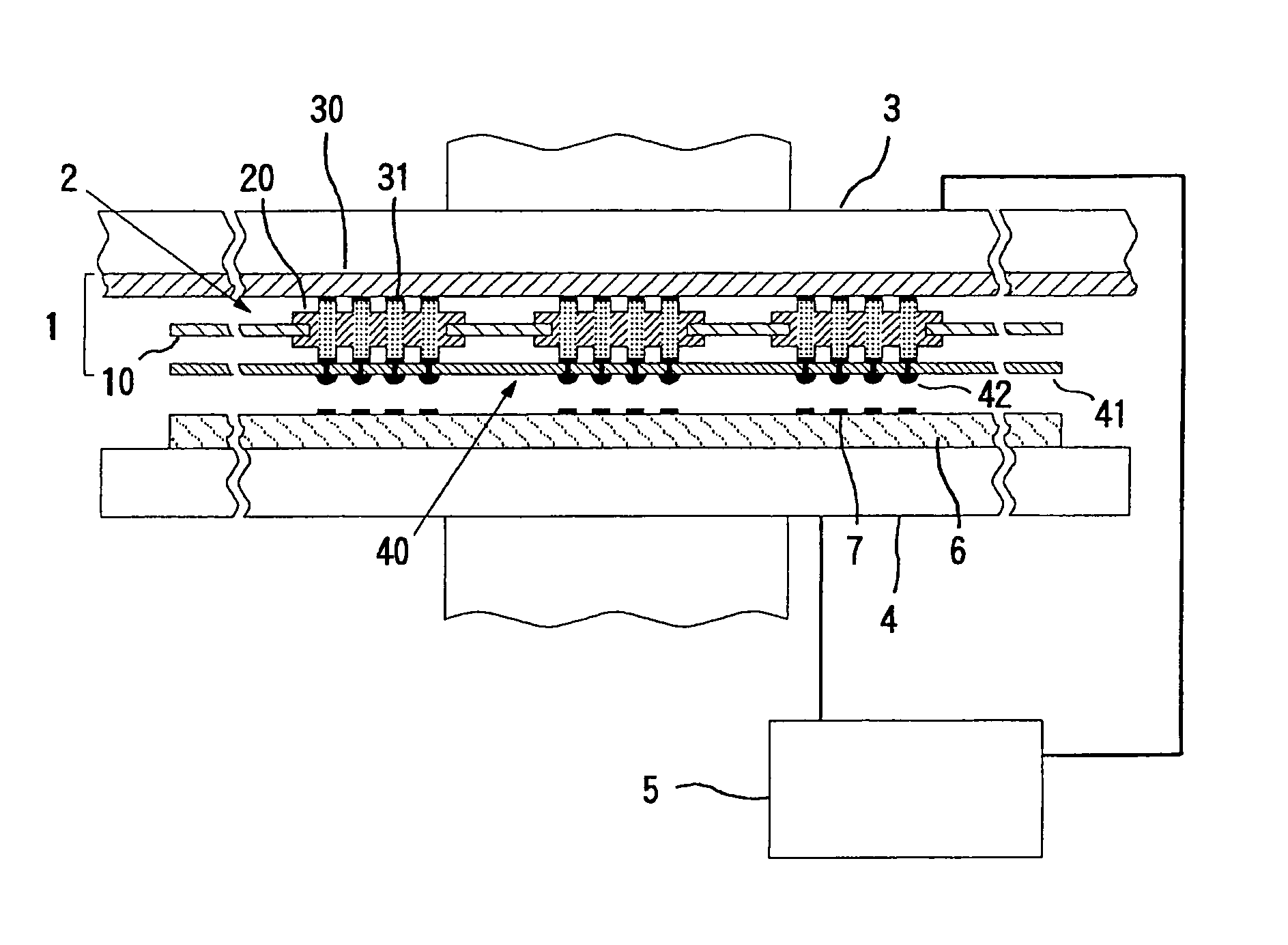 Anisotropic conductive connector, probe member, wafer inspecting device, and wafer inspecting method
