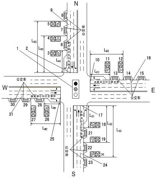 Bus priority signal control method based on multi-turn bus shared lane