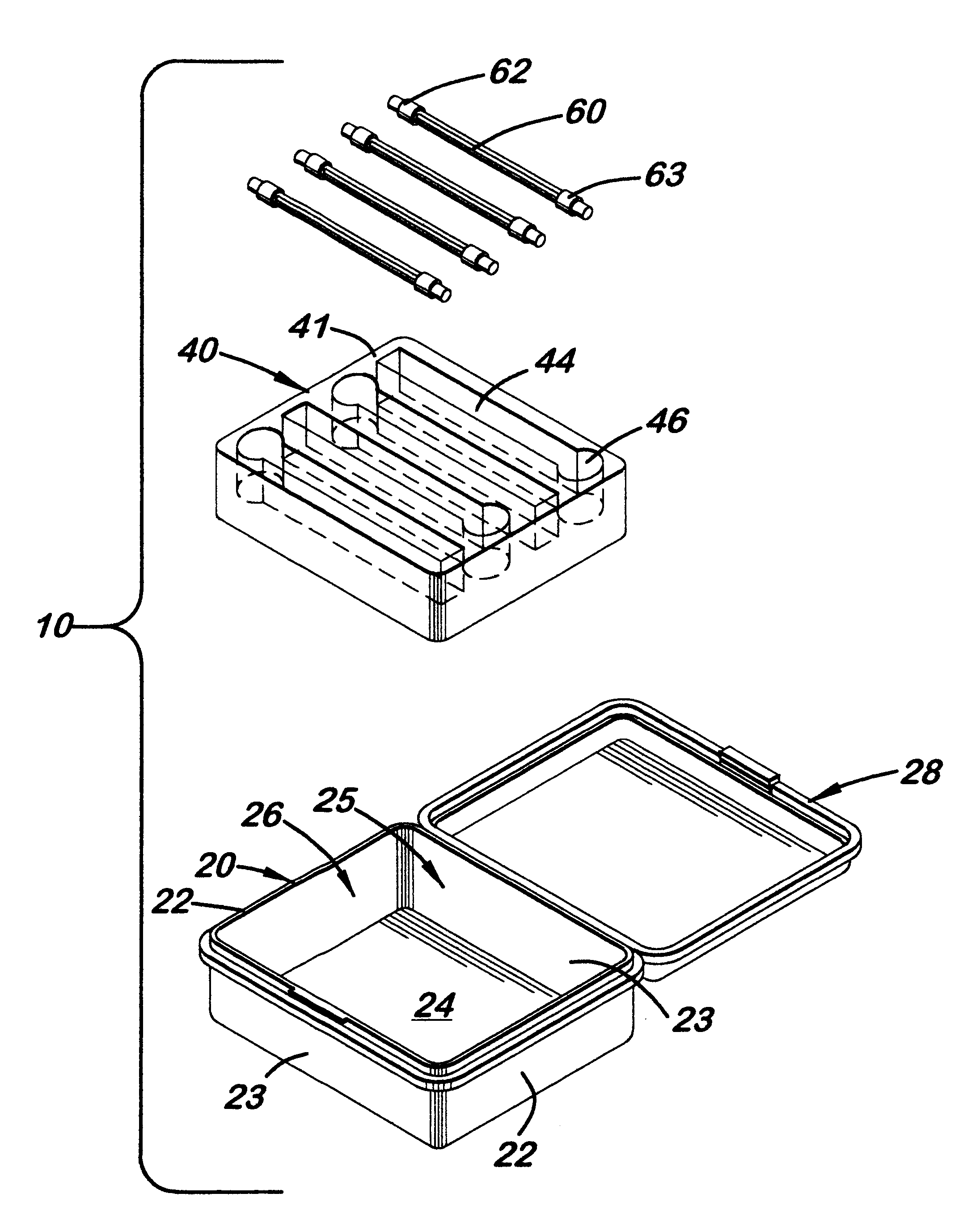 Multiple halogen lamp storage container