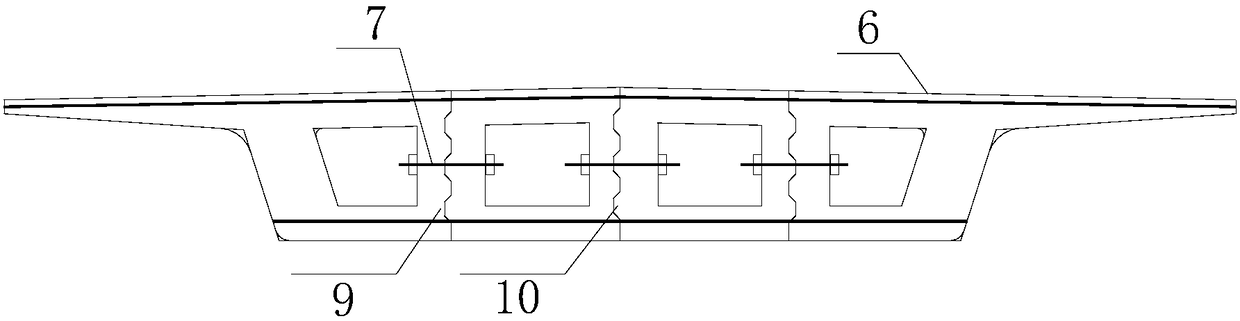 Prefabricated concrete large box girder structure connected in transverse bridge direction through dry connecting method