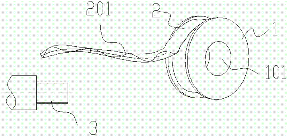 Anti-twisting winding core barrel for winding of water pipe connector PTFE thread seal tape and anti-twisting mechanism of anti-twisting winding core barrel