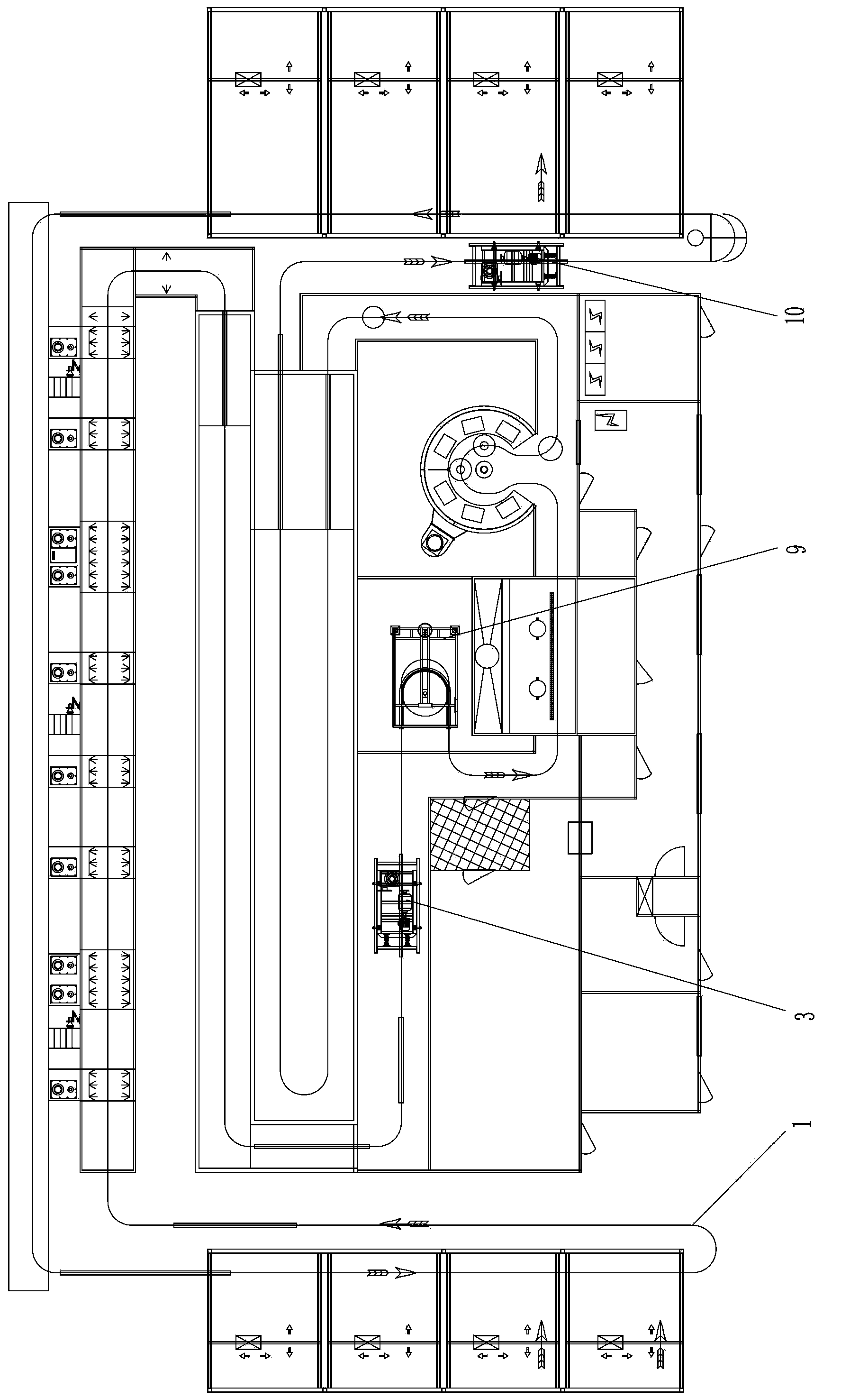 Improved cylinder part on-line transmission system