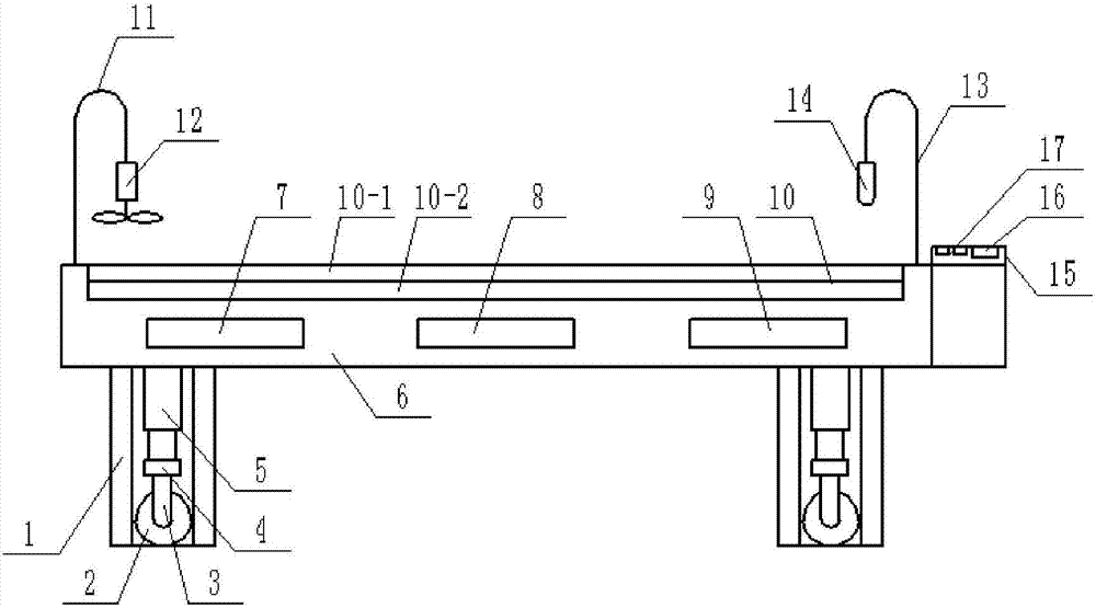 Multifunctional bed for rubber production workshop