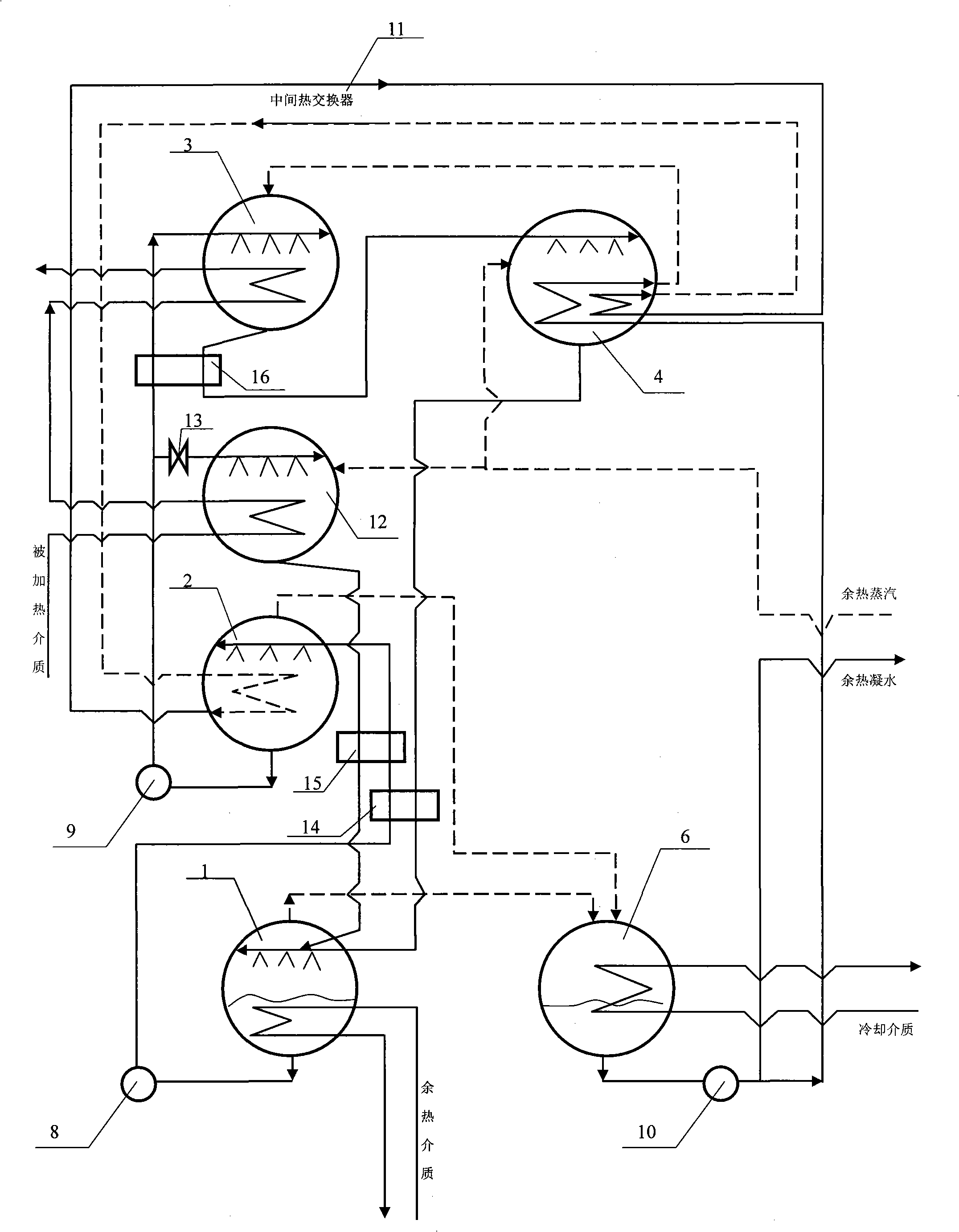 Composite absorption heat pump of second type