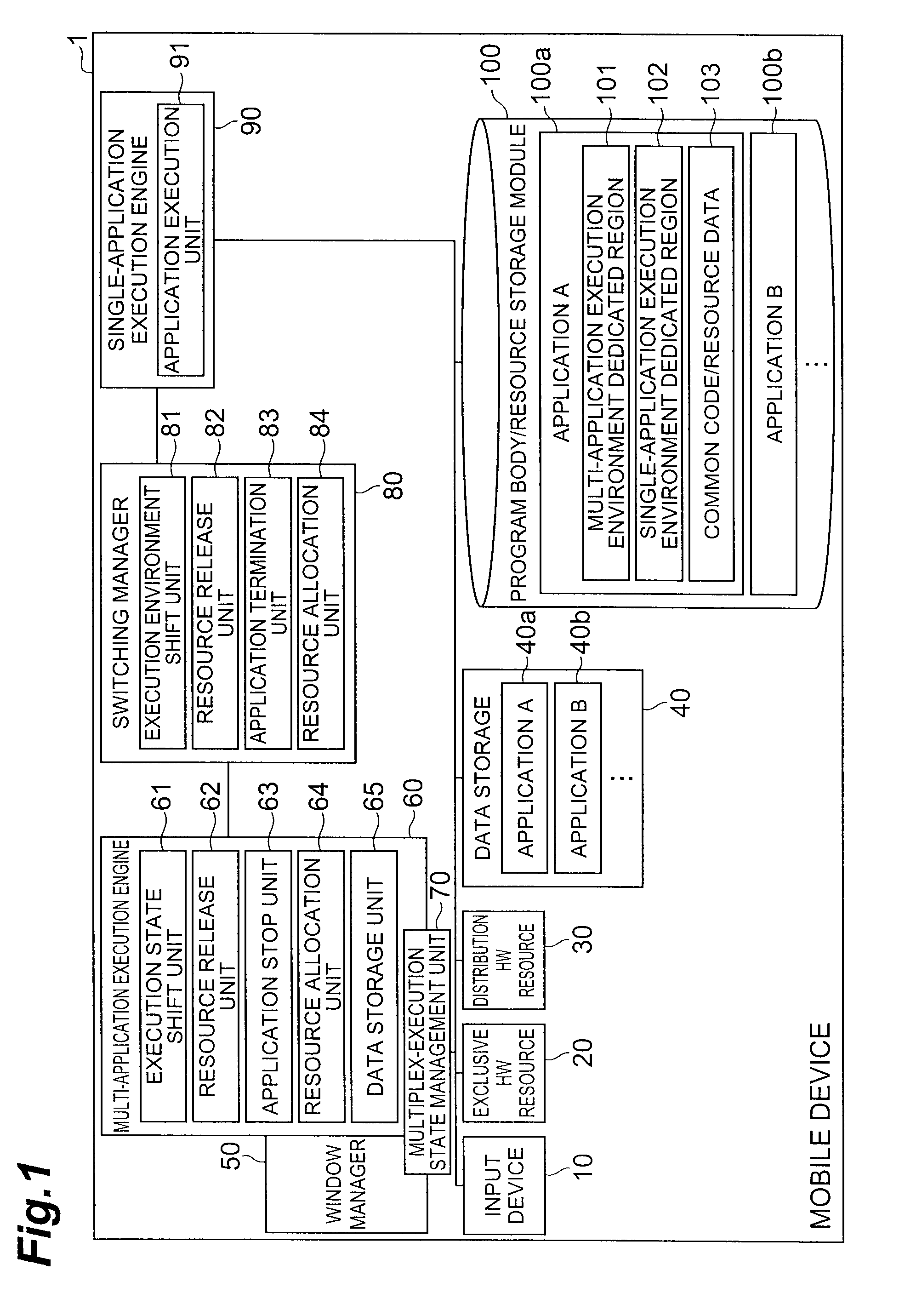Mobile device and application switching method