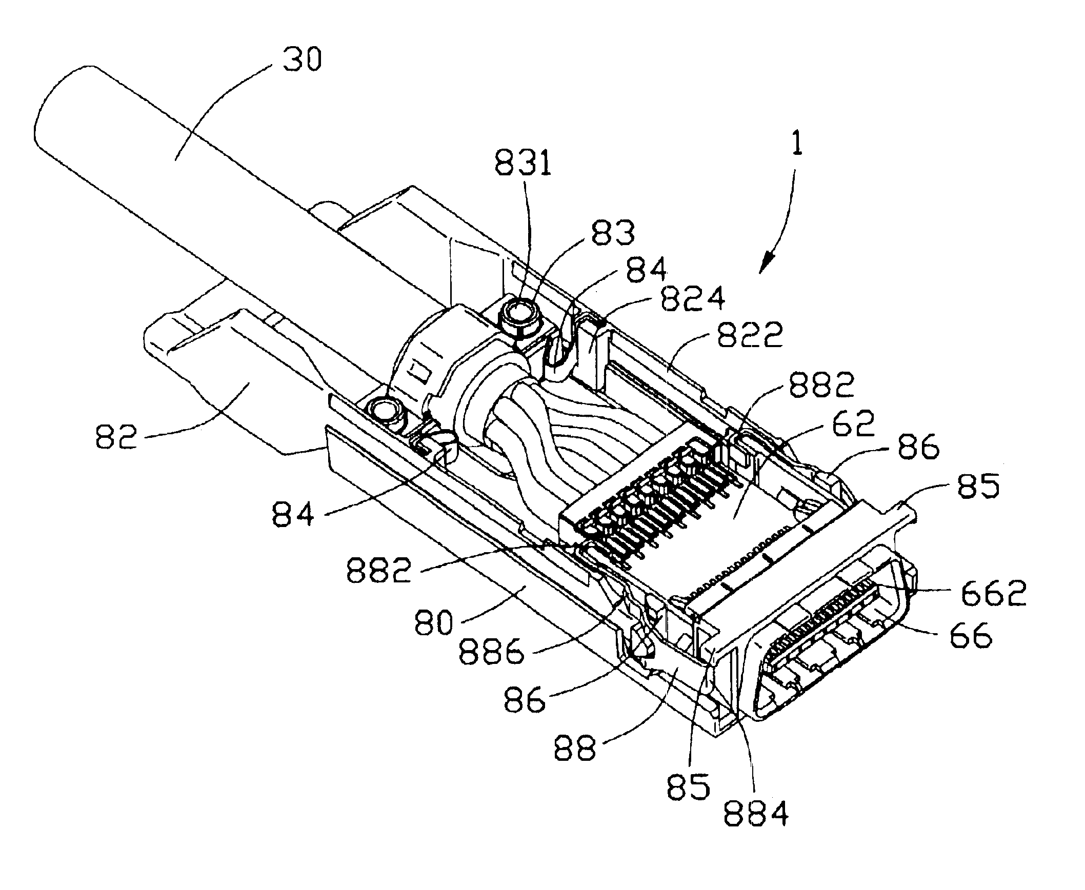 Cable connector having cross-talk suppressing feature and method for making the connector