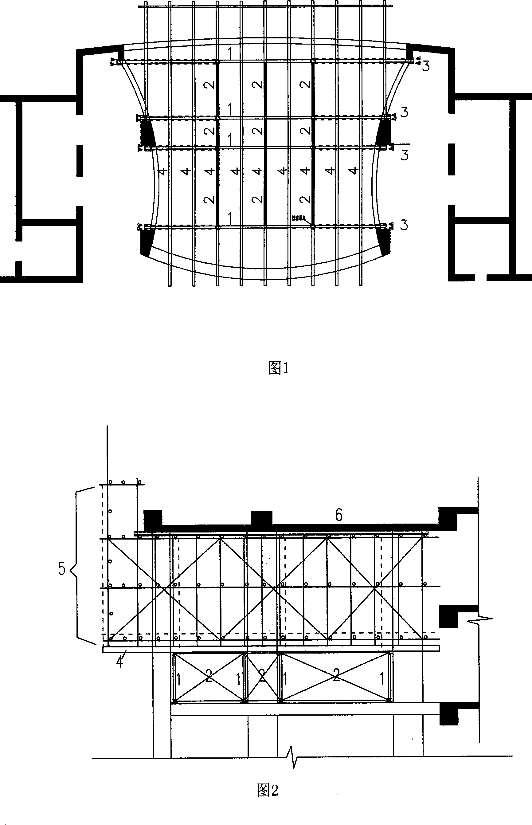 Inclined drawing steel truss high-supported formwork structure system and construction method thereof