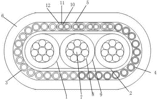 Five-core compound flat cable with control core pairs