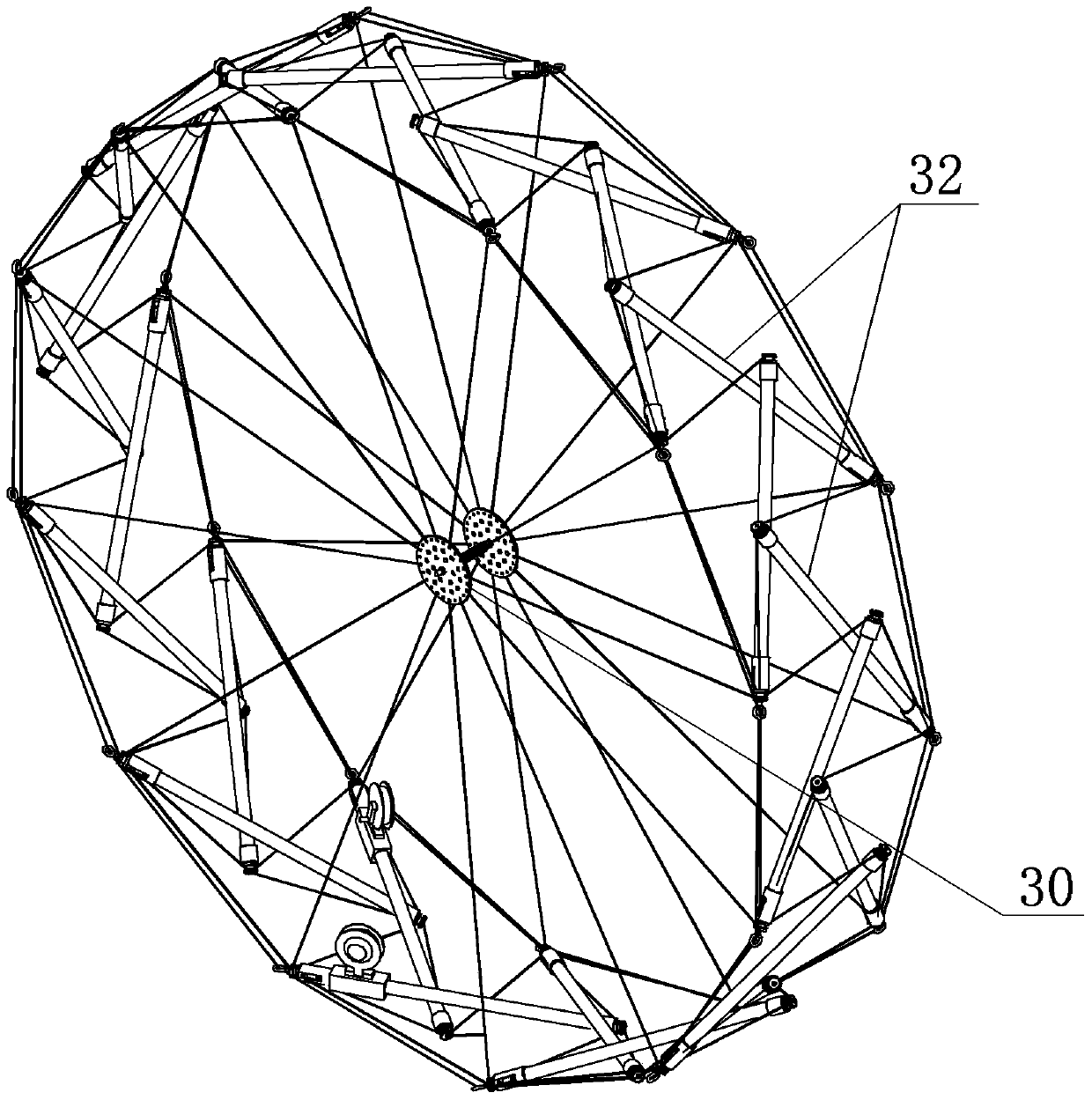 Spatially expandable annular tensegrity antenna mechanism
