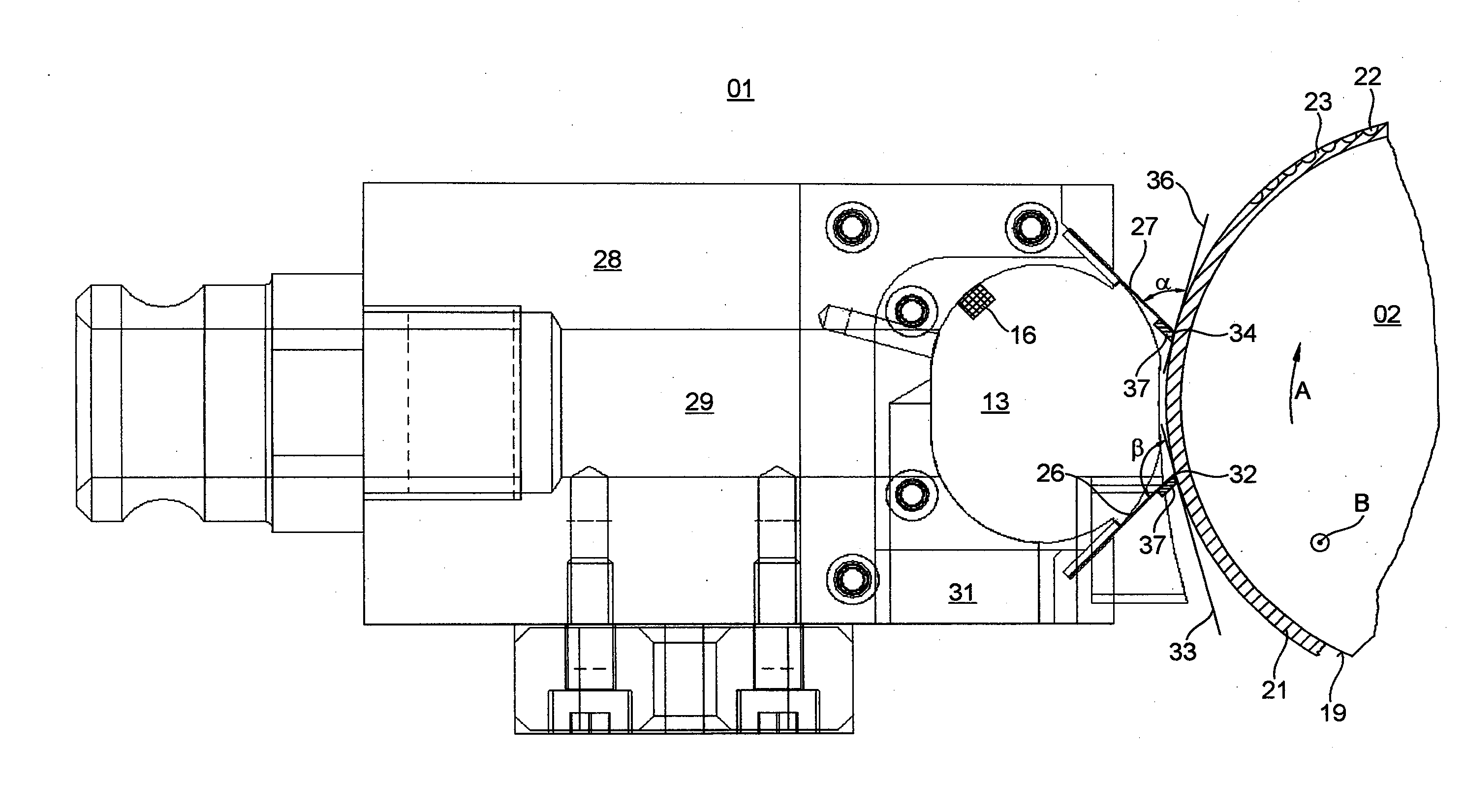 Pressure adjustment device of a chambered doctor blade system