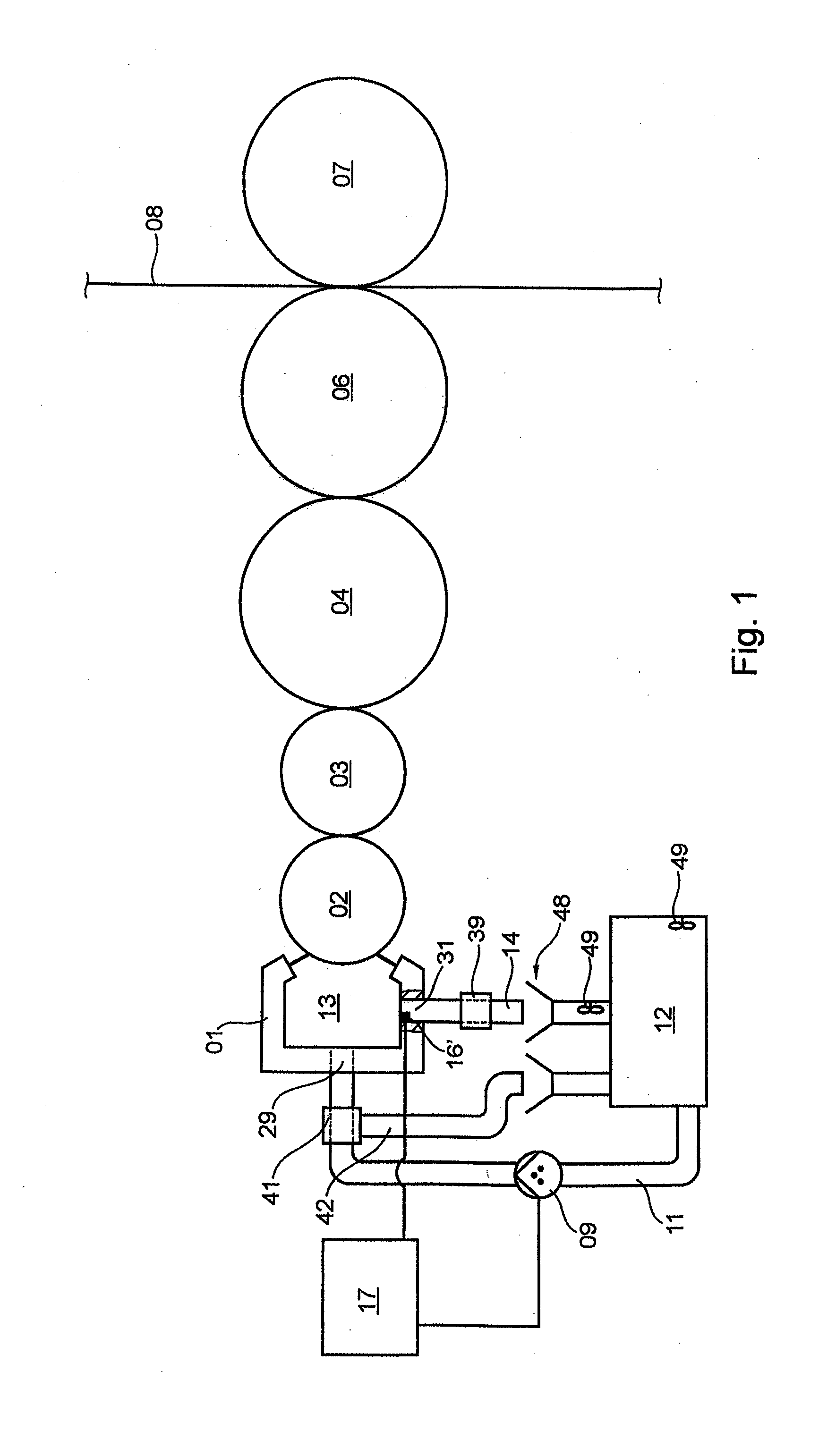 Pressure adjustment device of a chambered doctor blade system