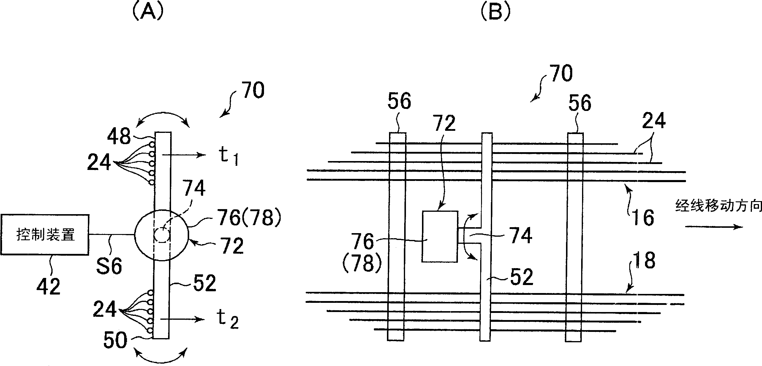 Device for detecting difference in warp tension of a loom