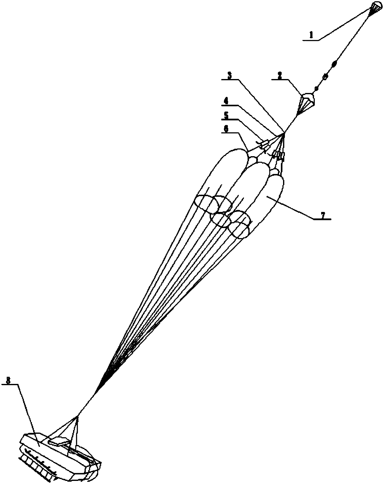 Parachute opening method of large-area cluster parachute system