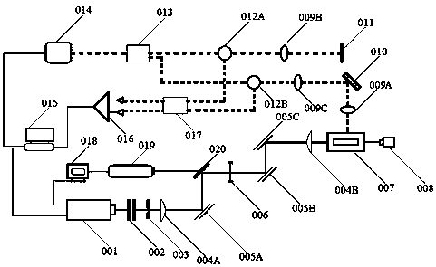 Detection device capable of integrating stimulated Brillouin scattering and optical coherent elastic imaging