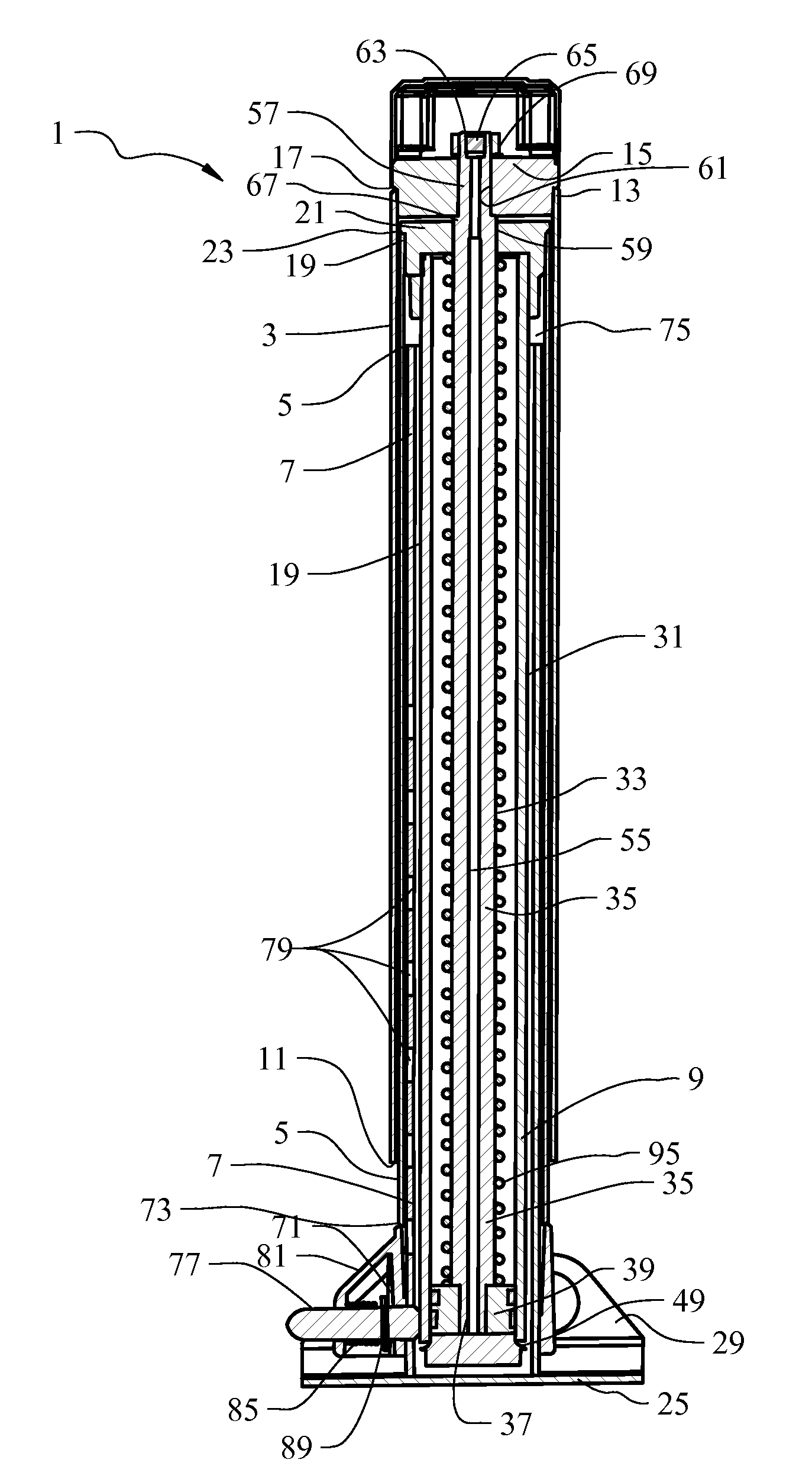Self-retracting hydraulic jack assembly