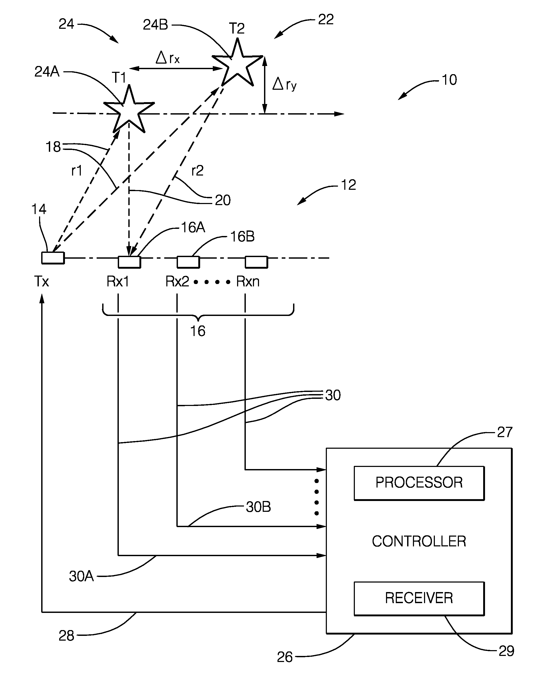 Radar system with phase based multi-target detection