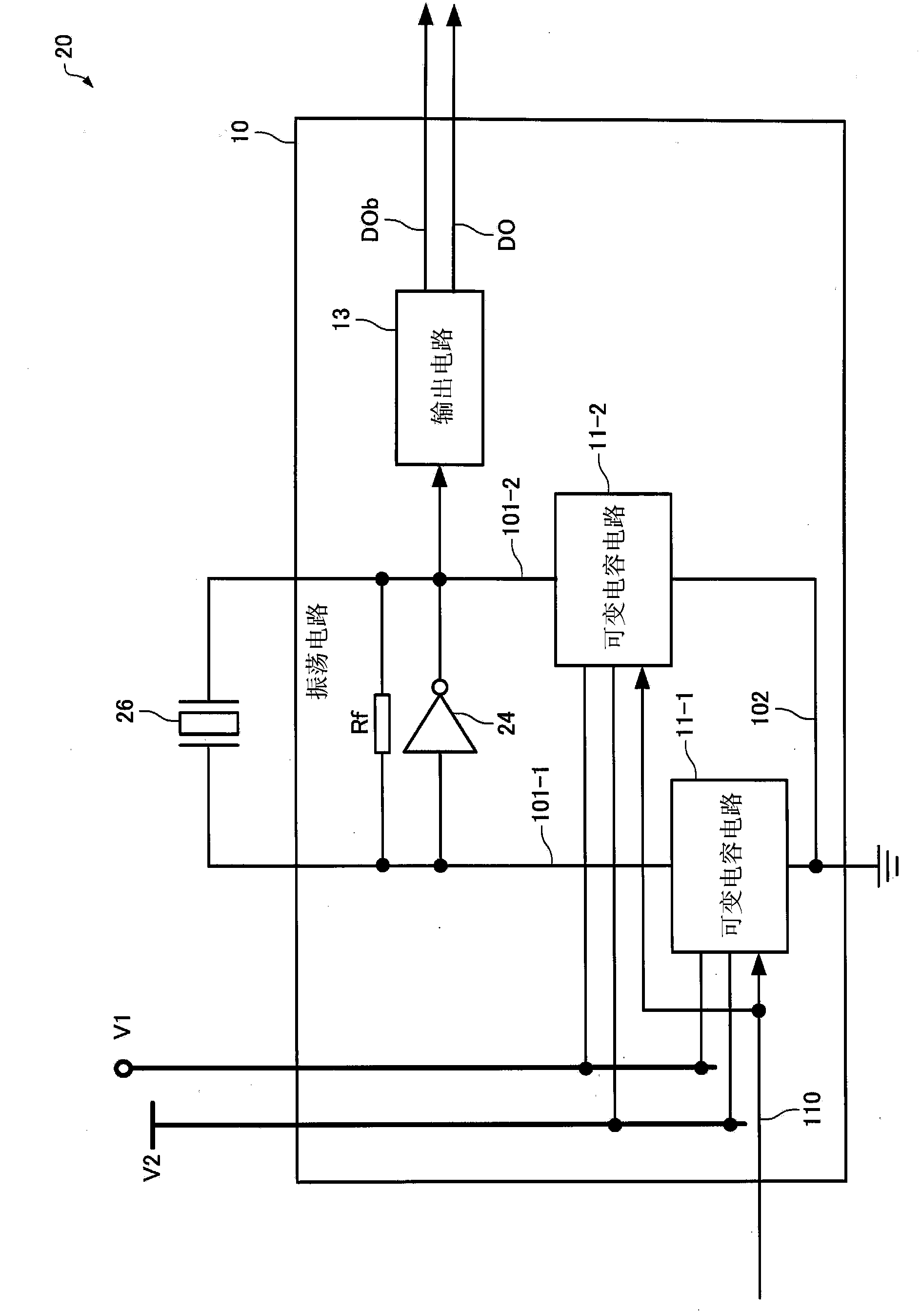 Variable capacitance circuit, oscillator circuit, vibratory device, and method of manufacturing vibratory device