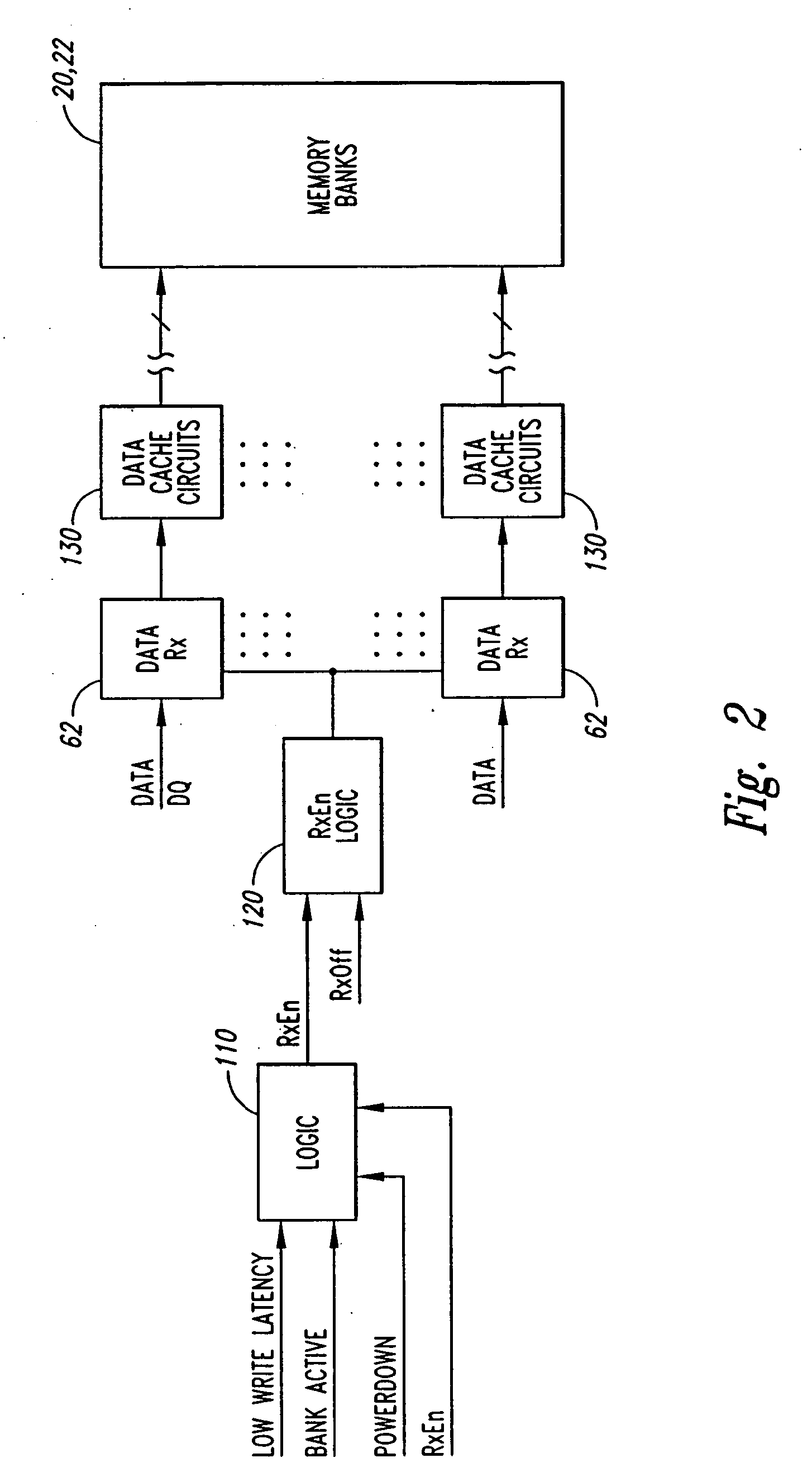 Memory device and method having low-power, high write latency mode and high-power, low write latency mode and/or independently selectable write latency