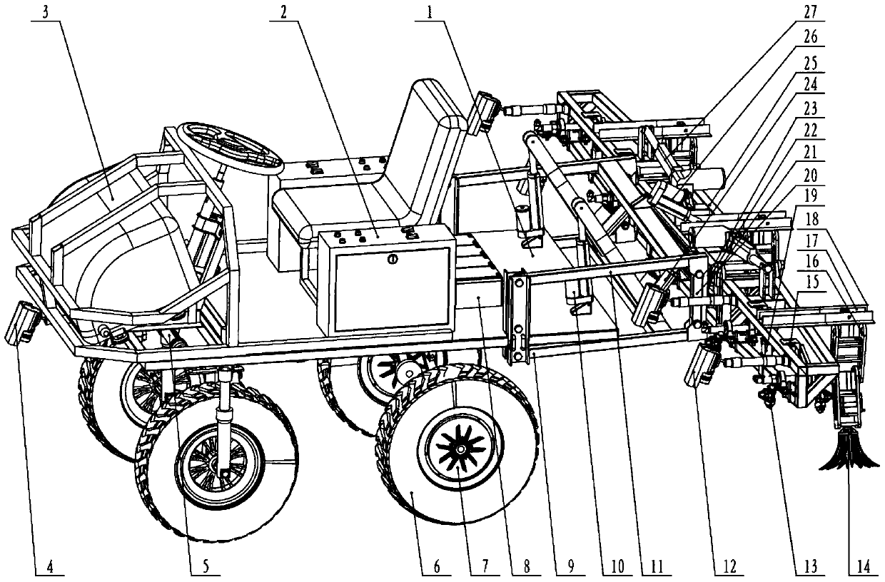 A weeding robot with the functions of targeted quantitative spraying and mechanical fixed-point shoveling