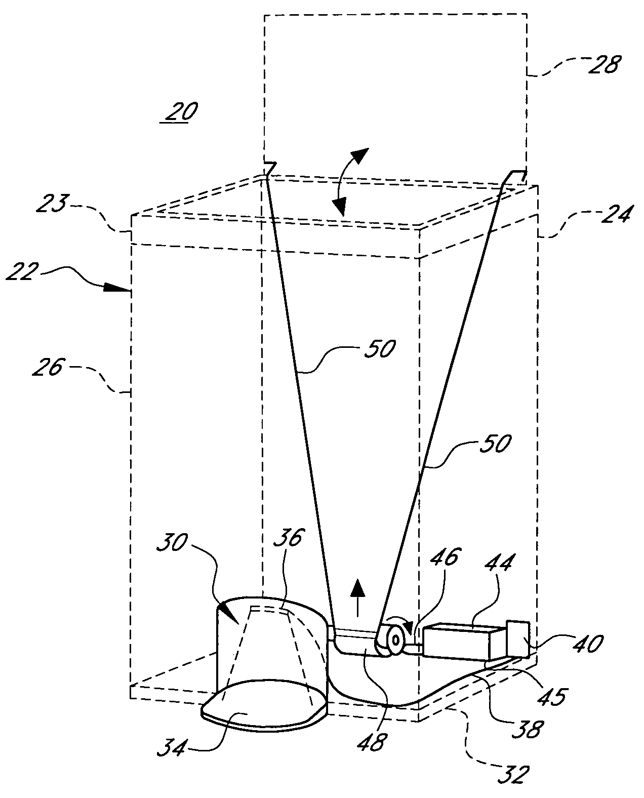 Trash can with power operated lid