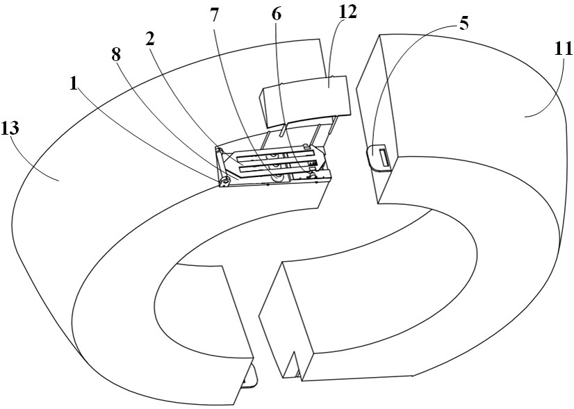 Automatic falling-off device for flow guide shell of self-sinking and floating type section detection buoy and flow guide shell