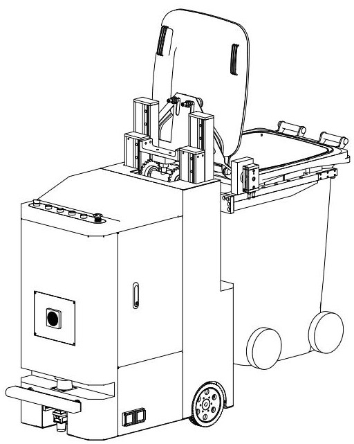 AGV carrying and flip robot for medical waste garbage cans