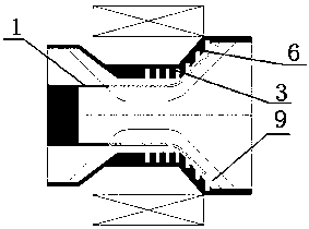Relativistic backward-wave oscillator employing magnet wake field