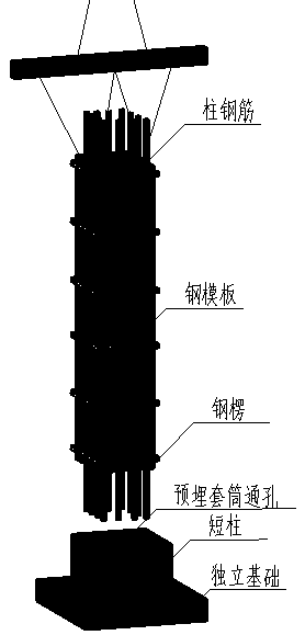 Prefabricated concrete column in-situ cast-in-place construction method