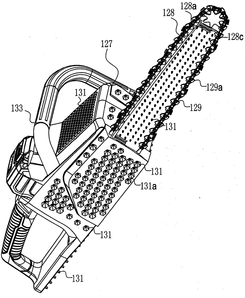 A lithium electric chain saw with logarithmic spiral for smooth adjustment