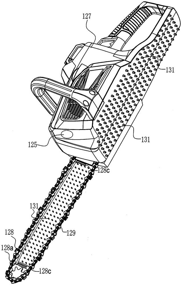 A lithium electric chain saw with logarithmic spiral for smooth adjustment